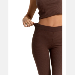 Legginsy damskie BAWEŁNIIANE, szeroka guma w pasie MOKKA MORAJ